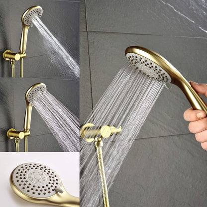 Bathroom Faucet Set Brushed Gold with 5 Functions Rain Shower Head Pressure Balance LYJ0037