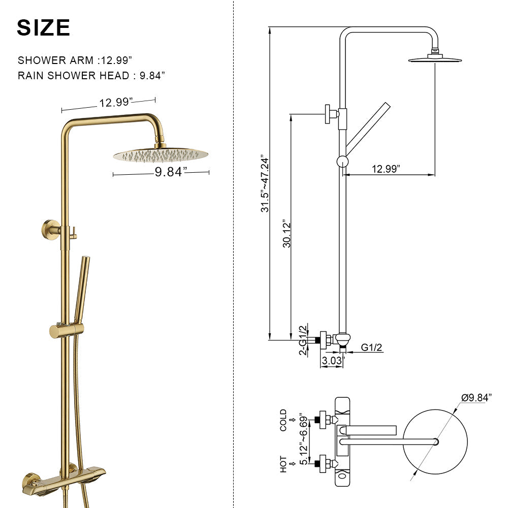 2-Function Thermostatic Shower System RB0844